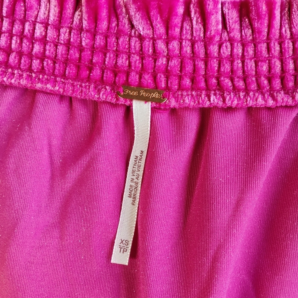 Free People Terese Velvet Top Womens XS Hot Pink Tassels Boxy Coquette Feminine - Picture 7 of 13